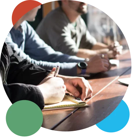 A team working together around a table